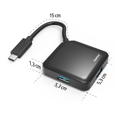 USB 3.2 USB-C Hub 1:4, bus powered, siyah