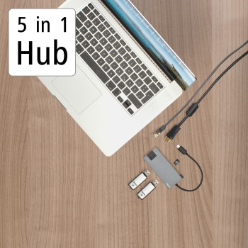 USB-C 3.1 Adaptör,2xUSB-A,1xUSB-C,1xHDMI,1xEtherne - 4