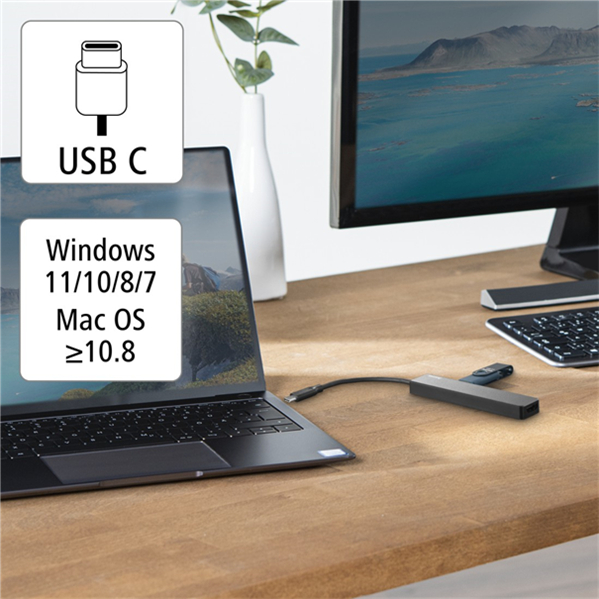 USB-C Hub, 5 Ports, 3 x USB-A, USB-C, HDMI™ - 4