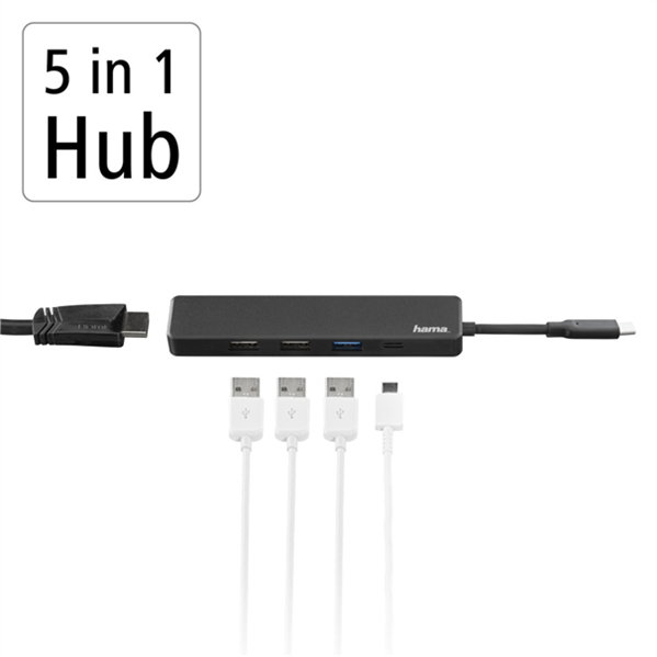 USB-C Hub, 5 Ports, 3 x USB-A, USB-C, HDMI™ - 3
