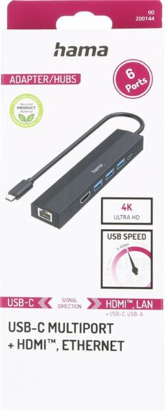 USB-C-Hub, 6 Ports, 3x USB-A, USB-C, HDMI™, LAN / - 3