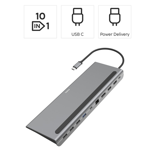 USB-C Hub, Stand, 10 port 4xUSB-A,2xUSB-C,HDMI,LAN - 3