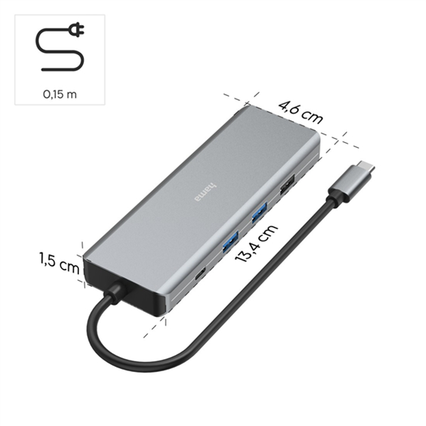 USB-C-Hub,9 Ports, 2x HDMI,USB-A,USB-C,LAN - 2