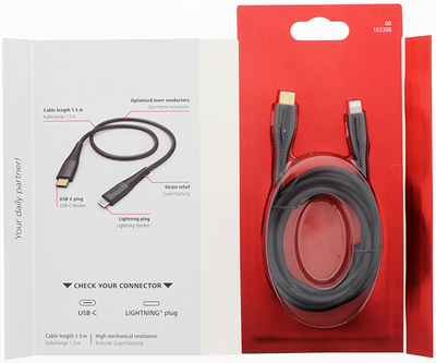 USB-C - Lightning, Hızlı Şarj Kablosu,1.5 m, Siyah
