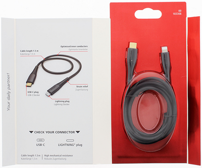 USB-C - Lightning, Hızlı Şarj Kablosu,1.5 m, Siyah - 3