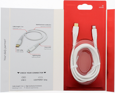 USB-C - Lightning, Hızlı Şarj Kablosu,1.5m, Beyaz - 3