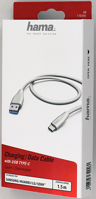 USB-C - USB-A Şarj/Data Kablosu, 1.5 m, Beyaz