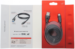 USB-C - USB-A Şarj/Data Kablosu, 3 m, Siyah - 3