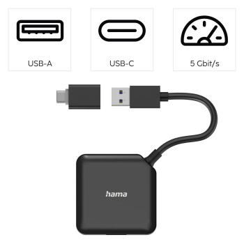 USB Hub, 4 Ports, USB 3.2, 5Gbit, USB-C Adaptör - 4